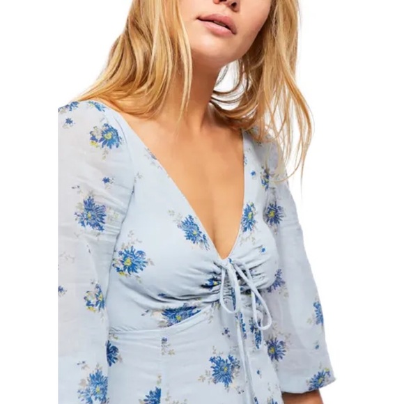NWT Free People Blue Floral Sea Glass Midi Dress - Picture 4 of 16